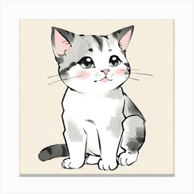 Kawaii Cat cute ink style Canvas Print