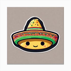Mexican Taco With Mexican Sombrero Sticker 2d Cute Fantasy Dreamy Vector Illustration 2d Flat (35) Canvas Print