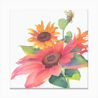 Watercolor Sunflower Canvas Print