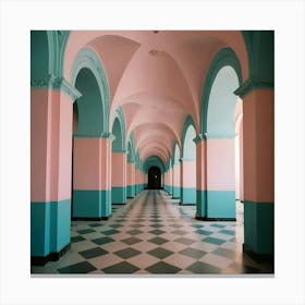 Pink And Blue Hallway 1 Canvas Print