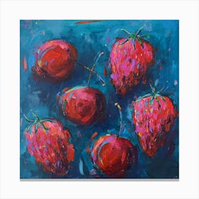 Strawberries And Cherries Square Canvas Print
