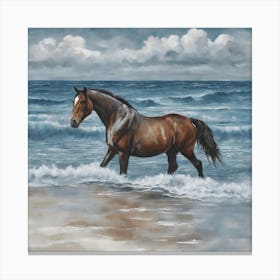 Horse In The Ocean Art Print Canvas Print