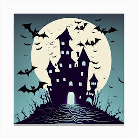 Firefly Halloween Night In Dark Castle With Some Bats 90362 Canvas Print