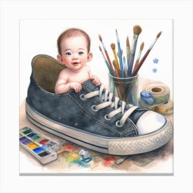 Baby In A Sneaker Canvas Print