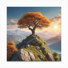 Lone Tree On Top Of Mountain 57 Canvas Print