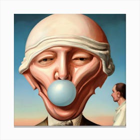 Man Blowing A Bubble Canvas Print