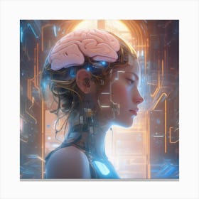 Futuristic Woman With Brain 1 Canvas Print