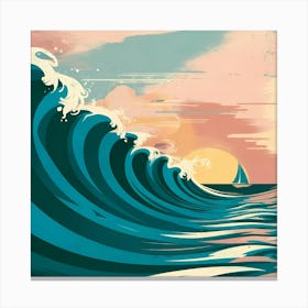 Wave At Sunset Canvas Print