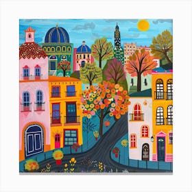 Kids Travel Illustration Madrid 1 Canvas Print