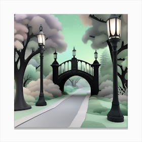 Bridge In The Park Landscape 4 Canvas Print