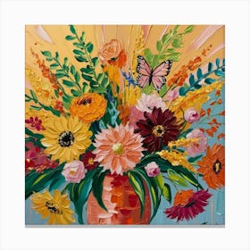 Flowers With A Butterfly Canvas Print