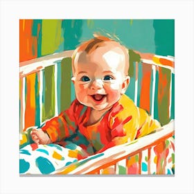 Baby In Crib Canvas Print