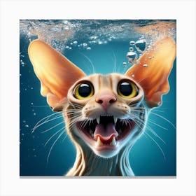 Sphynx Cat Underwater Canvas Print