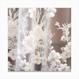 White Embroidered Lace Canvas Print