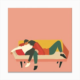 Couple Sitting On Couch Canvas Print