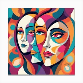 Three Women'S Faces 2 Canvas Print