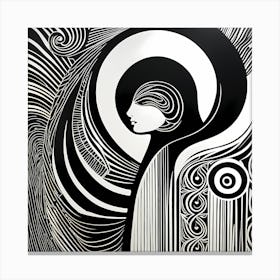 A Linocut inspired woman art, 126 Canvas Print