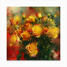 Yellow Roses In A Vase Canvas Print