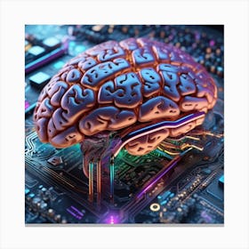 Brain On A Circuit Board 93 Canvas Print