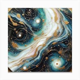 Swirling Galaxies And Constellations With Gold Leaf Accents (3) Canvas Print