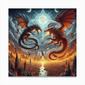 Dragons In The Sky 6 Canvas Print