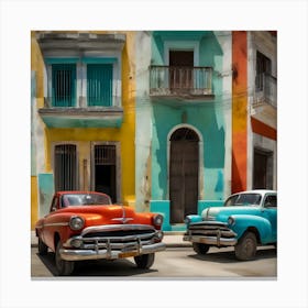 Old Cars In Cuba Canvas Print