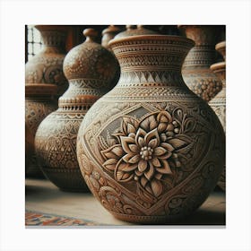 Pottery Vase With Intricate Designs And Patterns (4) Canvas Print