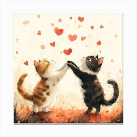 Dancing Cats Under Falling Heart 9 Canvas Print