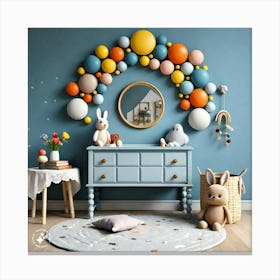 Kid'S Room With Balloons Canvas Print