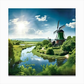 Water Green Nature View River Old Structure Light Electrical Sun Day Architecture Fauna (6) Canvas Print