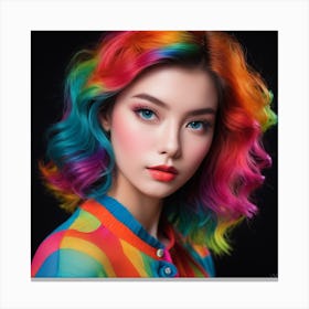 Rainbow Haired Girl Canvas Print