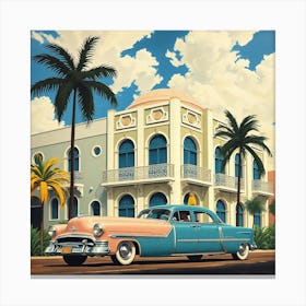 Classic Car In Miami Canvas Print