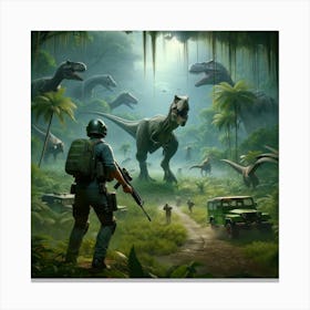 Dinosaurs In The Jungle pubg 1 Canvas Print