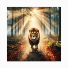 Lion In The Forest 5 Canvas Print