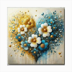 Heart shaped flowers acrylic art 10 Canvas Print
