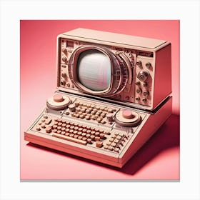 Old 1950s Computer On A Pink Background, Retro Futurism 2 Canvas Print