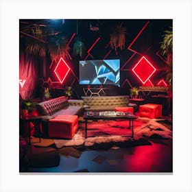 Red And Black Living Room Canvas Print