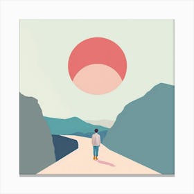 Man Walking Down A Road Canvas Print