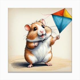 Hamster With Kite 2 Canvas Print