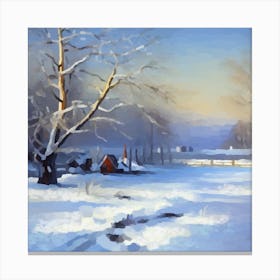 Winter in the village Canvas Print