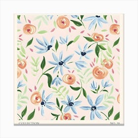 Watercolor Floral Pattern 2 Canvas Print