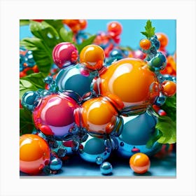 3d Bubbles Colors Dimensional Objects Illustrations Shapes Plants Vibrant Textured Spheric (9) Canvas Print