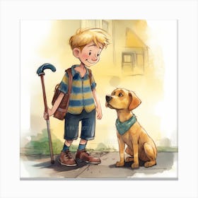 Boy And Dog Canvas Print