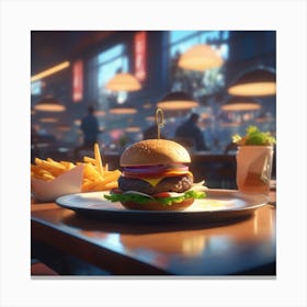 Burger In A Restaurant 22 Canvas Print