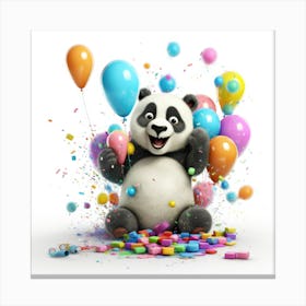 Birthday Panda 3 Canvas Print