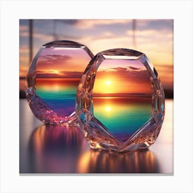 Vivid Colorful Sunset Viewed Through Beautiful Crystal Glass Mirrow, Close Up, Award Winning Photo (4) Canvas Print