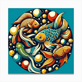 Goldfish In A Circle Canvas Print