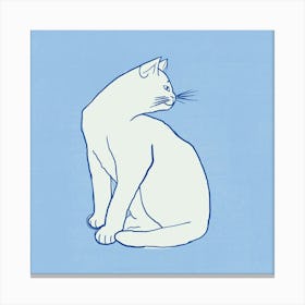 Cat Sitting On A Blue Background Canvas Print