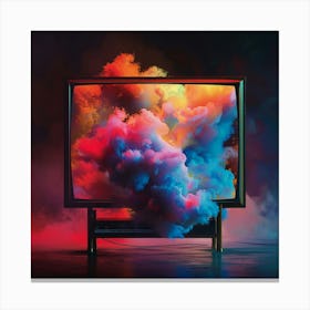 Tv With Colorful Smoke Canvas Print