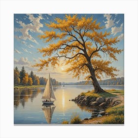 Sailboat By The Lake Canvas Print